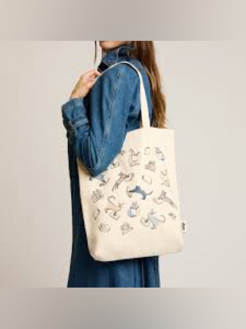 INDIGO Cats & Books Cotton Canvas Tote Bag
